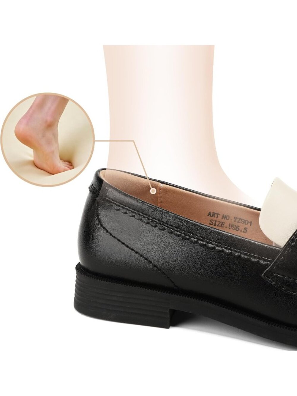 Women's Black/White Leather Comfortable Moccasins Loafers & Slip-Ons Shoes - Picture 5 of 6